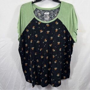 Torrid Star Wars Grogu Baby Yoda Short Sleeve Two Tone T-Shirt 0893